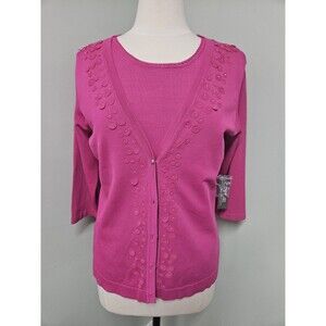 Nancy Bolen City Girl Cardigan Tank Set Pink Sz Medium NWT